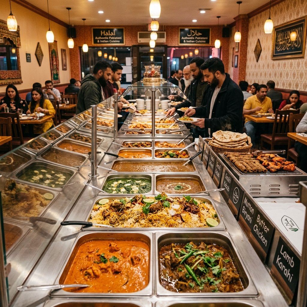 Hot buffet trays at 786 Kebab & Curry